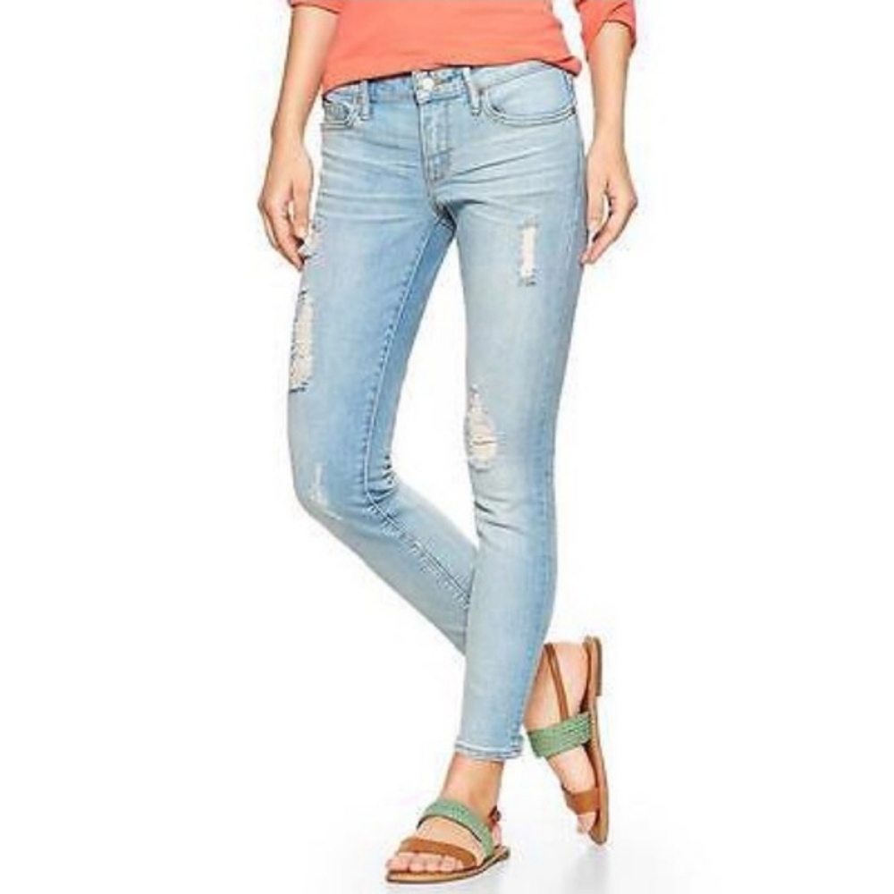 Gap 1969 Ashore Wash Always Skinny Distressed Ripped Jeans 31
